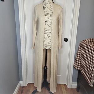 NWT Ada Casey Women's Cream Long Open Cardigan Sweater Size XS